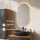 ARISA Bathroom Furniture Set, including a tall cabinet in black – with an LED mirror and a black ceramic countertop sink (60 cm)