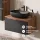 ARISA Bathroom Furniture Set, including a tall cabinet in black – with an LED mirror and a black ceramic countertop sink (60 cm)