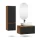 Ensemble de meubles de salle de bains ARISA avec armoire haute noire - Avec miroir à LED et lavabo à poser en céramique blanche de 60 cm