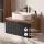 ARISA Bathroom Furniture Set, including a tall cabinet in black ribbed finish – with "ARIA" mirror cabinet and white ceramic countertop sink (55 cm)