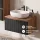Conjunto de muebles de baño ARISA con armario alto en negro estriado, que incluye el armario con espejo «ARIA» y un lavabo sobre encimera de cerámica blanco de 60 cm