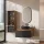 Ensemble de meubles de salle de bains ARISA avec armoire haute en noir strié - avec miroir LED « Glora » et lavabo à poser en céramique noire de 42 cm