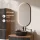 Ensemble de meubles de salle de bains ARISA avec armoire haute en noir strié - avec miroir LED « Glora » et lavabo à poser en céramique noire de 42 cm