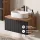 Ensemble de meubles de salle de bains ARISA avec armoire haute en noir strié - comprenant un miroir LED « Glora » et un lavabo à poser en céramique blanche de 55 cm