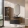 Set di mobili da bagno ARISA con mobile alto in nero zigrinato - con specchio LED "Glora" e lavabo da appoggio in ceramica nera da 60 cm