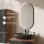 Set di mobili da bagno ARISA con mobile alto in nero zigrinato - con specchio LED "Glora" e lavabo da appoggio in ceramica nera da 60 cm