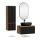Set di mobili da bagno ARISA con mobile alto in nero zigrinato - con specchio LED "Glora" e lavabo da appoggio in ceramica nera da 60 cm