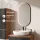 ARISA Bathroom Furniture Set, including a tall cabinet in black ribbed finish—with a "Glora" LED mirror and a white ceramic countertop sink (60 cm)