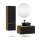 ARISA Bathroom Furniture Set, including a tall cabinet in black ribbed finish – with a Nova LED mirror and a black ceramic countertop sink (42 cm)