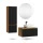 ARISA Bathroom Furniture Set, including a tall cabinet in black ribbed finish – with a Nova LED mirror and a white ceramic countertop sink (42 cm)