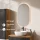 Ensemble de meubles de salle de bains ARISA avec armoire haute en noir strié - Avec miroir à LED et vasque à poser en céramique blanche de 42 cm