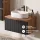 Ensemble de meubles de salle de bains ARISA avec armoire haute en noir strié - Avec miroir à LED et lavabo à poser en céramique blanche de 55 cm