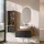 Ensemble de meubles de salle de bains ARISA avec armoire haute en noir strié - Avec miroir à LED et lavabo à poser en céramique blanche de 60 cm