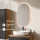 Ensemble de meubles de salle de bains ARISA avec armoire haute en noir strié - Avec miroir à LED et lavabo à poser en céramique blanche de 60 cm