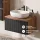 Ensemble de meubles de salle de bains ARISA avec armoire haute en noir strié - Avec miroir à LED et lavabo à poser en céramique blanche de 60 cm