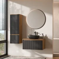 Set di mobili da bagno ARISA con armadio alto in nero...
