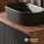 ARISA Bathroom Furniture Set, including a tall cabinet in black ribbed finish – with a Veluna LED mirror and a black ceramic countertop sink (55 cm)