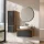 ARISA Bathroom Furniture Set, including a tall cabinet in black ribbed finish – with a Veluna LED mirror and a white ceramic countertop sink (60 cm)