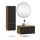 Ensemble de meubles de salle de bains ARISA avec armoire haute noire – Avec miroir LED Veluna et lavabo à poser en céramique blanche de 42 cm