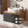ARISA Bathroom Furniture Set, including a tall cabinet in black – with a Veluna LED mirror and a white ceramic countertop sink (55 cm)