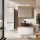 Ensemble de meubles de salle de bains ARISA avec armoire haute blanche - Comprend une armoire de toilette « ARIA » et un lavabo à poser en céramique noire de 42,5 cm