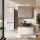 Ensemble de meubles de salle de bains ARISA avec armoire haute blanche - Comprend une armoire de toilette « ARIA » et un lavabo à poser en céramique noire de 55 cm