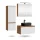 Ensemble de meubles de salle de bains ARISA avec armoire haute blanche - Comprend une armoire de toilette « ARIA » et un lavabo à poser en céramique noire de 55 cm