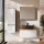 Ensemble de meubles de salle de bains ARISA avec armoire haute blanche - Comprend une armoire de toilette « ARIA » et un lavabo à poser en céramique noir de 60 cm