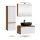 Ensemble de meubles de salle de bains ARISA avec armoire haute blanche - Comprend une armoire de toilette « ARIA » et un lavabo à poser en céramique noir de 60 cm