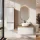 ARISA Bathroom Furniture Set, including a tall cabinet in white—with a "Glora" LED mirror and a white ceramic countertop sink (42 cm)