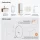 ARISA Bathroom Furniture Set, including a tall cabinet in white—with a "Glora" LED mirror and a white ceramic countertop sink (42 cm)