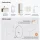 ARISA Bathroom Furniture Set, including a tall cabinet in white—with a "Glora" LED mirror and a white ceramic countertop sink (55 cm)
