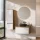 Ensemble de meubles de salle de bains ARISA avec armoire haute blanche – Avec miroir Nova à LED et lavabo à poser en céramique noire de 42 cm