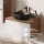 Ensemble de meubles de salle de bains ARISA avec armoire haute blanche – Avec miroir Nova à LED et lavabo à poser en céramique noire de 42 cm