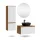 Ensemble de meubles de salle de bains ARISA avec armoire haute blanche – Avec miroir Nova à LED et lavabo à poser en céramique noire de 42 cm