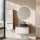 Ensemble de meubles de salle de bains ARISA avec armoire haute blanche – Avec miroir LED Nova et lavabo à poser en céramique noire de 55 cm