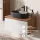Ensemble de meubles de salle de bains ARISA avec armoire haute blanche – Avec miroir LED Nova et lavabo à poser en céramique noire de 55 cm