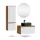 Ensemble de meubles de salle de bains ARISA avec armoire haute blanche – Avec miroir LED Nova et lavabo à poser en céramique noire de 55 cm