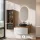 Ensemble de meubles de salle de bains ARISA avec armoire haute blanche - Avec miroir à LED et lavabo à poser en céramique noire de 42 cm