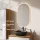 Ensemble de meubles de salle de bains ARISA avec armoire haute blanche - Avec miroir à LED et lavabo à poser en céramique noire de 42 cm