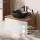 Ensemble de meubles de salle de bains ARISA avec armoire haute blanche - Avec miroir à LED et lavabo à poser en céramique noire de 42 cm