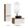 Ensemble de meubles de salle de bains ARISA avec armoire haute blanche - Avec miroir à LED et lavabo à poser en céramique noire de 42 cm