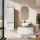 Ensemble de meubles de salle de bains ARISA avec armoire haute blanche - Avec miroir à LED et lavabo à poser en céramique blanche de 42 cm