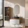 Ensemble de meubles de salle de bains ARISA avec armoire haute blanche - Avec miroir à LED et lavabo à poser en céramique noire de 55 cm