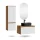 Ensemble de meubles de salle de bains ARISA avec armoire haute blanche - Avec miroir à LED et lavabo à poser en céramique noire de 55 cm