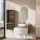 Ensemble de meubles de salle de bains ARISA avec armoire haute blanche - Avec miroir à LED et lavabo à poser en céramique blanche de 55 cm