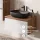 Ensemble de meubles de salle de bains ARISA avec armoire haute blanche - Avec miroir à LED et lavabo à poser en céramique noire de 60 cm
