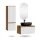 Ensemble de meubles de salle de bains ARISA avec armoire haute blanche - Avec miroir à LED et lavabo à poser en céramique noire de 60 cm