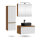 ARISA Badmöbel Set inkl. Hochschrank in Weiß Geriffelt - Mit Spiegelschrank "ARIA" und schwarzem Keramik-Aufsatzwaschbecken 55 cm