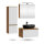 ARISA Badmöbel Set inkl. Hochschrank in Weiß Geriffelt - Mit Spiegelschrank "ARIA" und schwarzem Keramik-Aufsatzwaschbecken 60 cm